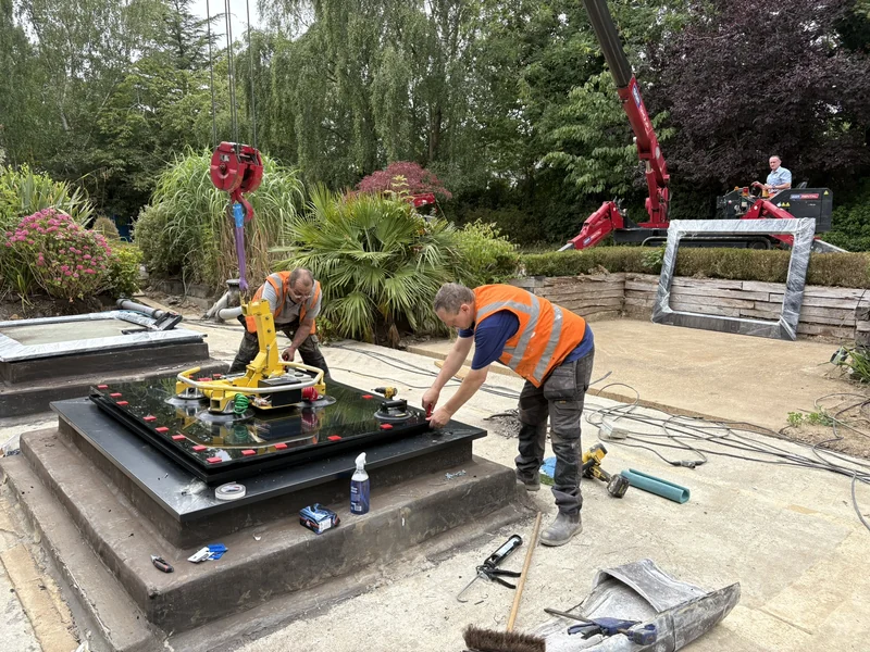 Walk-on skylight installation with crane and specialist handling equipment