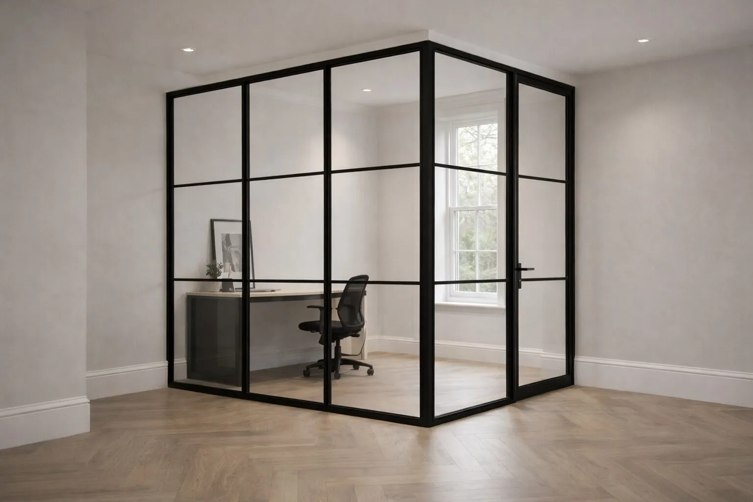 Heritage glass partition office pod