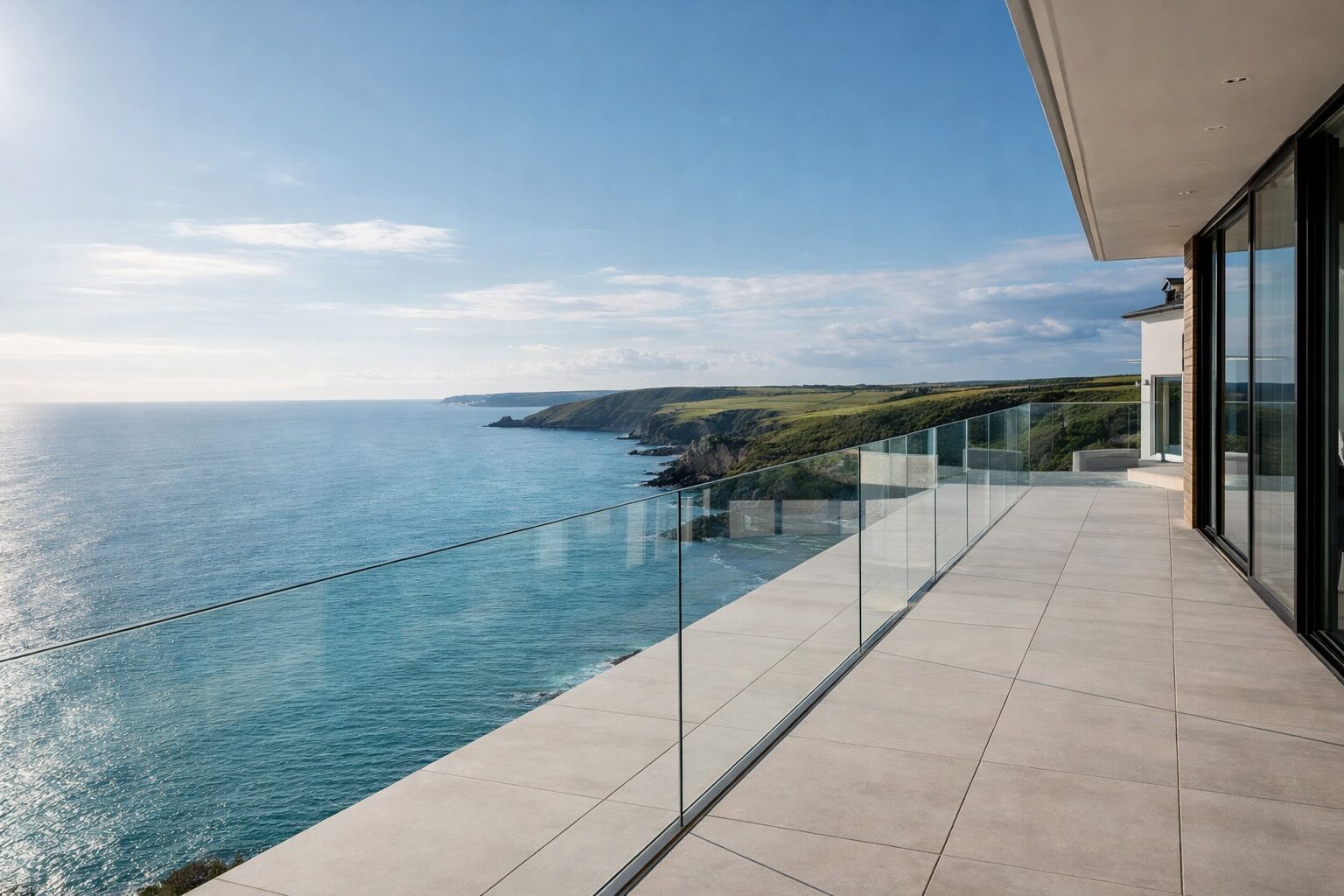 Frameless glass balustrade — no handrail