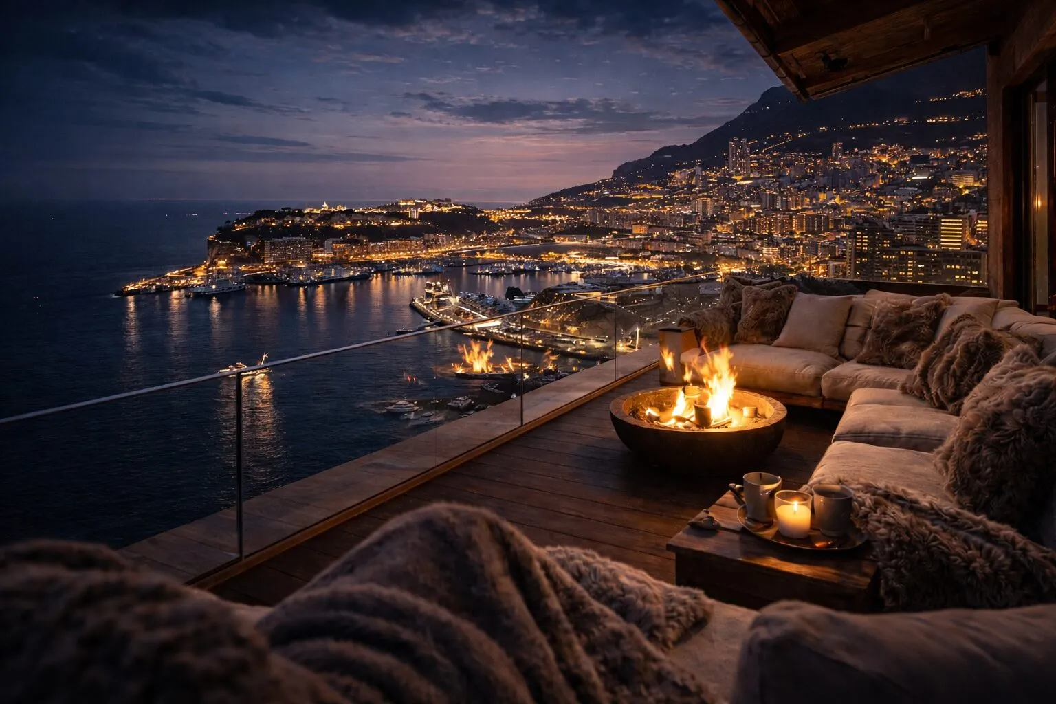 Frameless glass balustrade on Monaco harbour penthouse