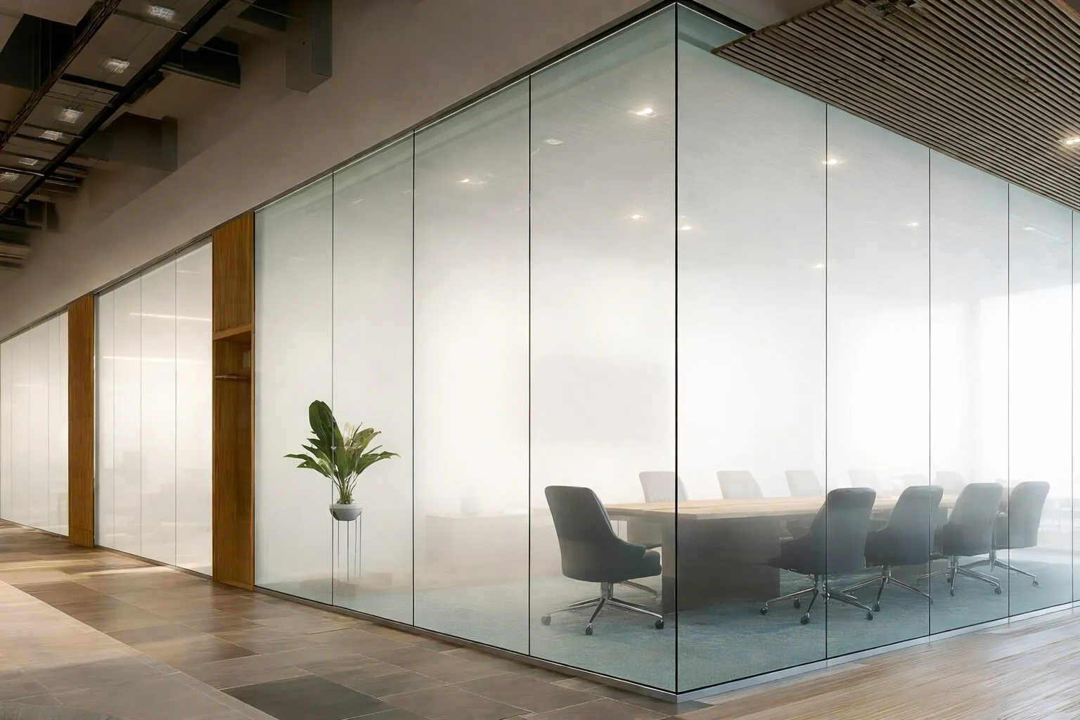 Switchable glass boardroom — private frosted