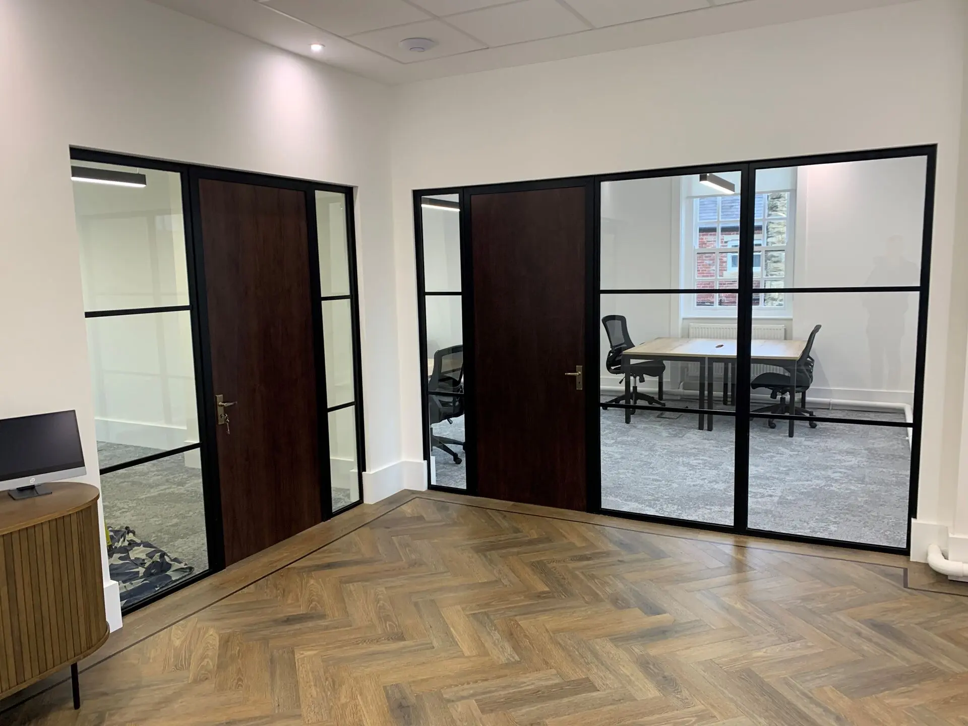 Heritage style glass room divider